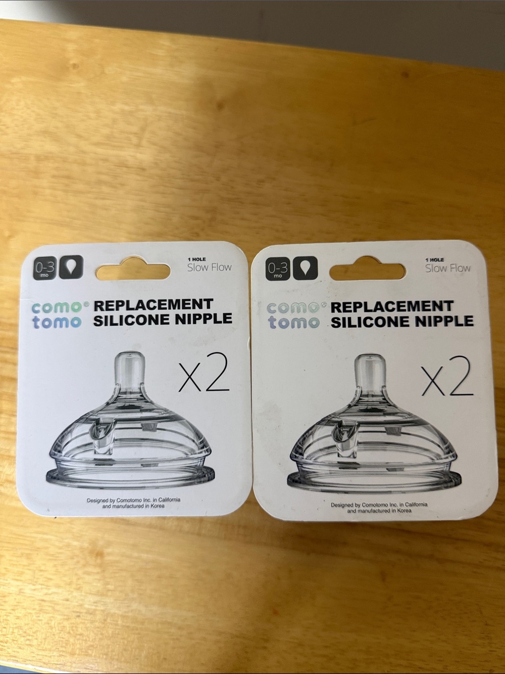 2- packs of Comotomo Slow Flow Replacement Silicone Nipple 2-packs